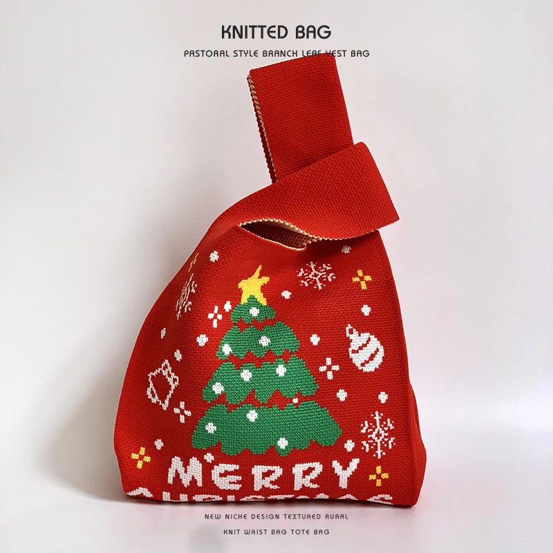 Christmas Gift Bag Knitted Vest Bag Handbag - Image 7