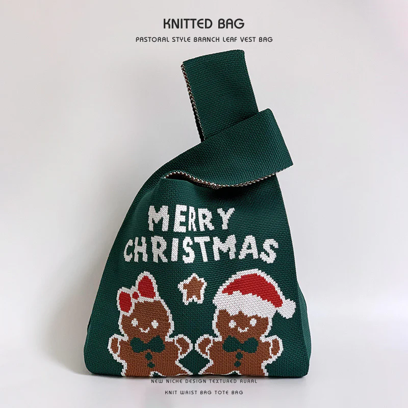 Christmas Gift Bag Knitted Vest Bag Handbag - Image 9