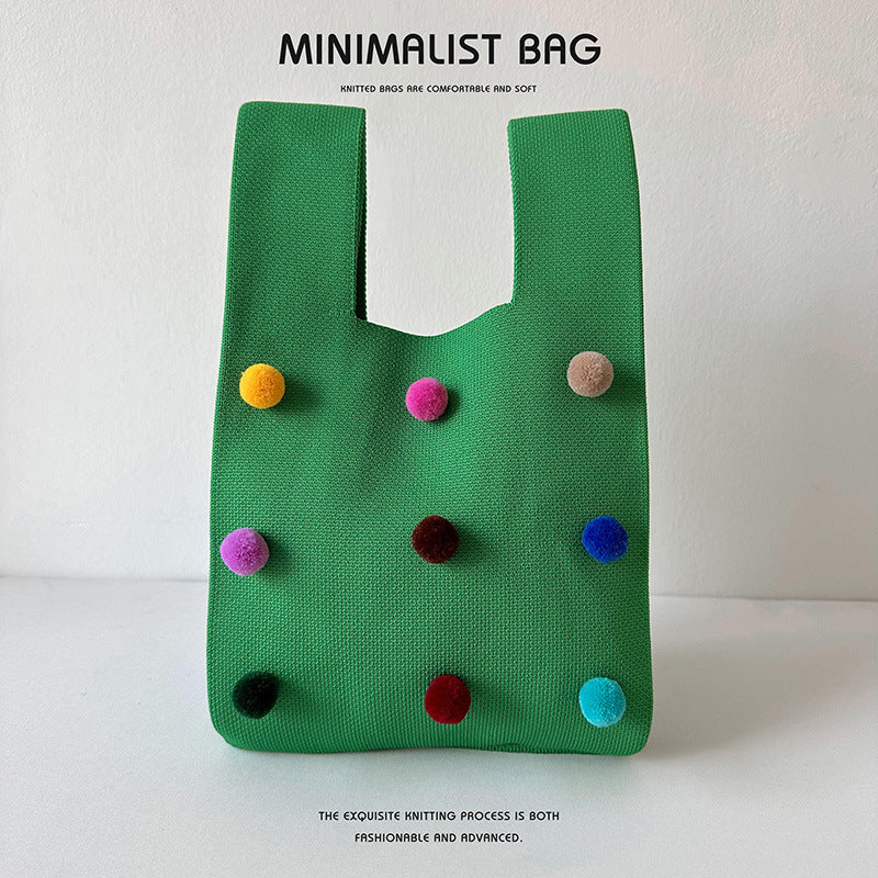 Colorful ball knitted bag handbag - Image 12
