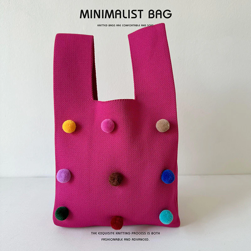 Colorful ball knitted bag handbag - Image 13