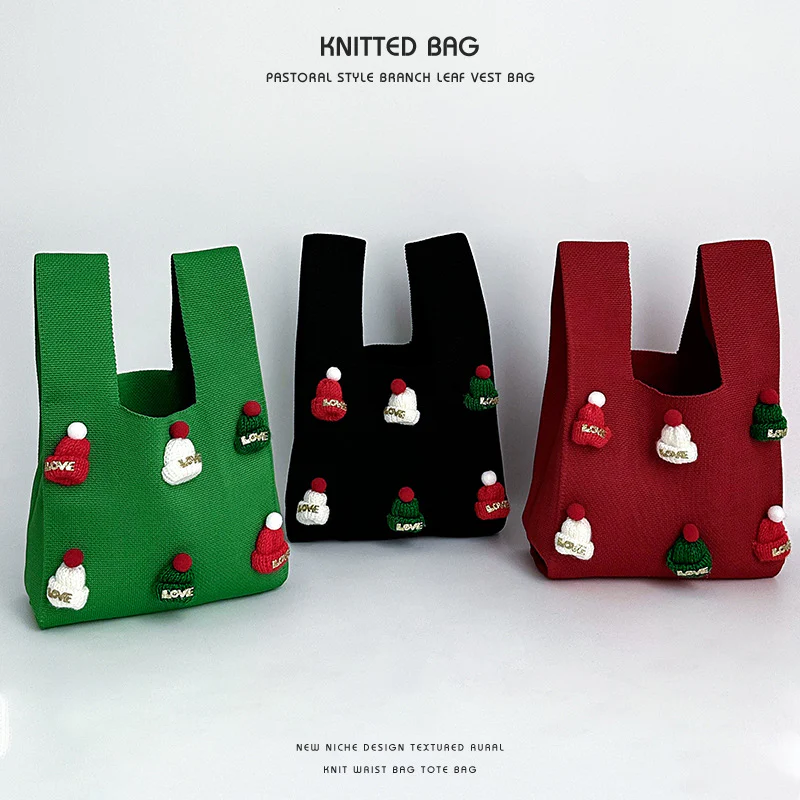 Handmade Christmas hat cute knitted wrist bag - Image 4