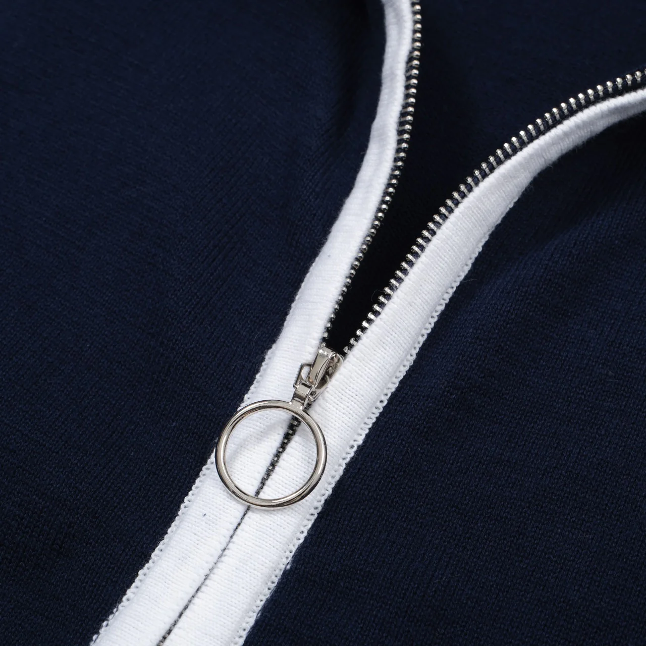 Men’s 60s Zip-Up Mod Jacket – Navy with White Trim - Image 4