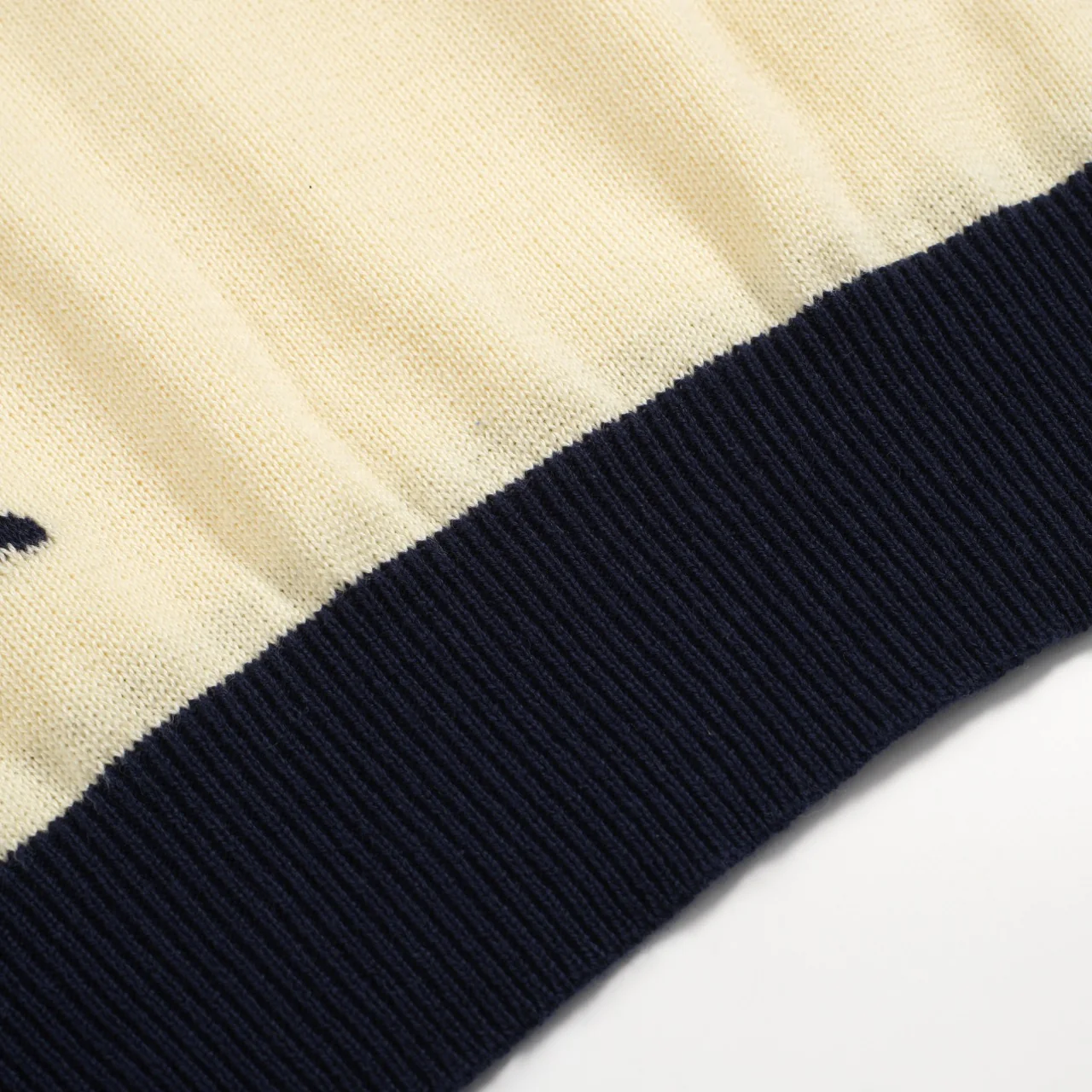 Men's 60s Star Print Knit Polo Shirt – Navy & Cream Retro Mod Style - Image 6