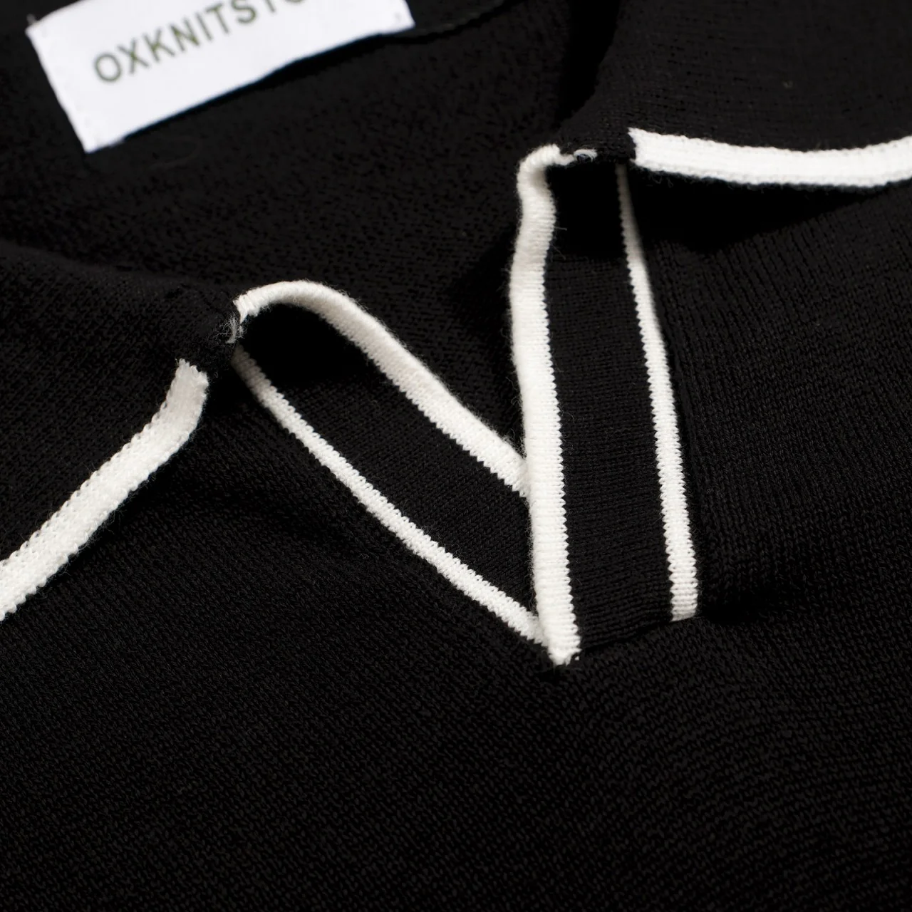 Men's 70s Black Mod Polo – Contrast Tipped Retro Knit Shirt - Image 5