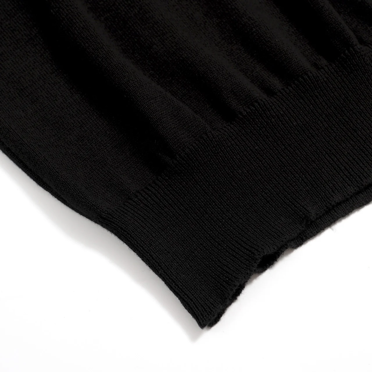 Men's 70s Black Mod Polo – Contrast Tipped Retro Knit Shirt - Image 7
