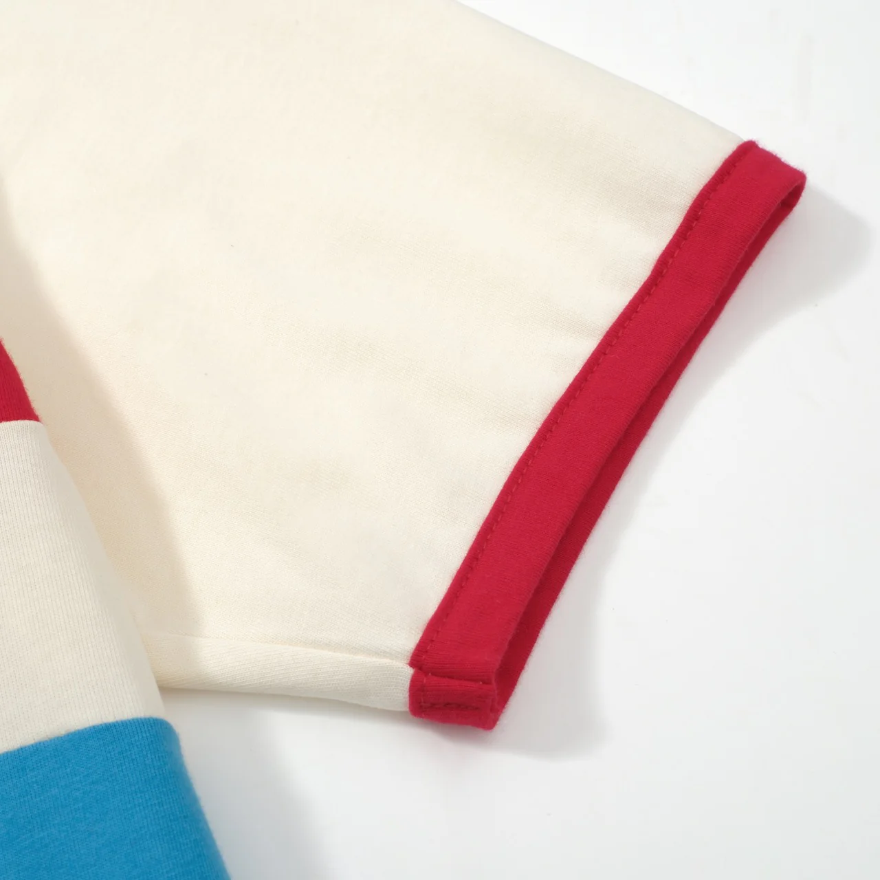 Men's 70s Cream Red Blue Stripe Knit Tee – Retro Sport Style - Image 5