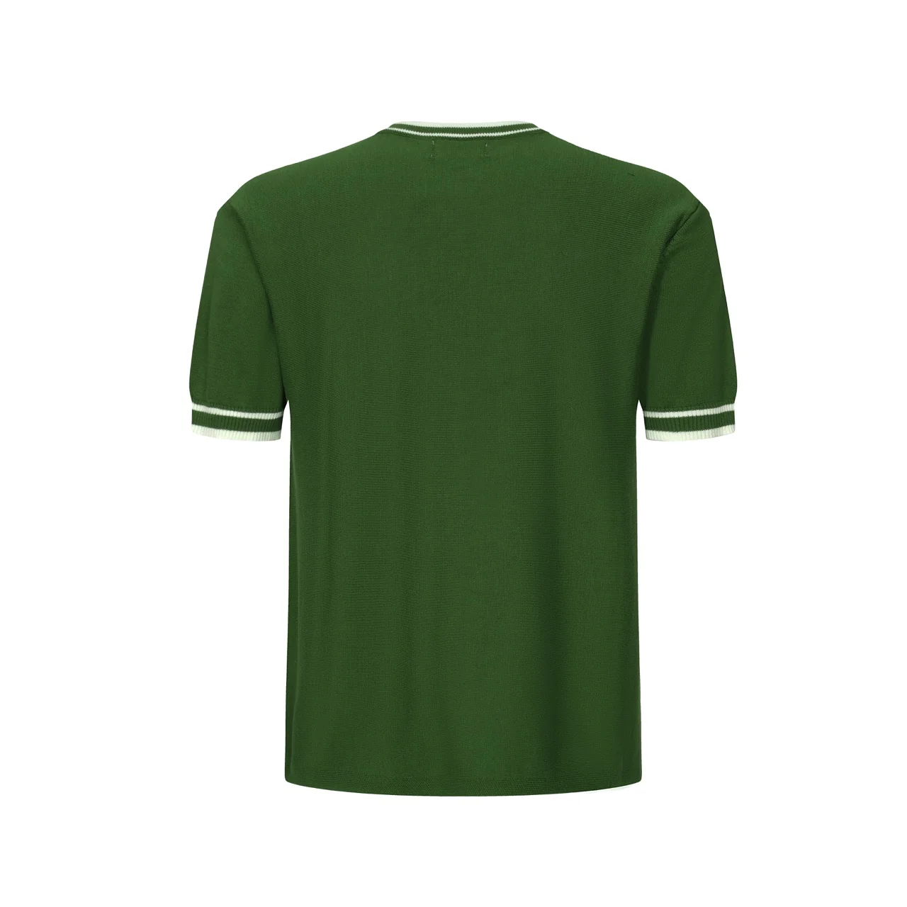 Men's 70s Green Knit Tee – White Racing Stripe Retro Style - Image 8