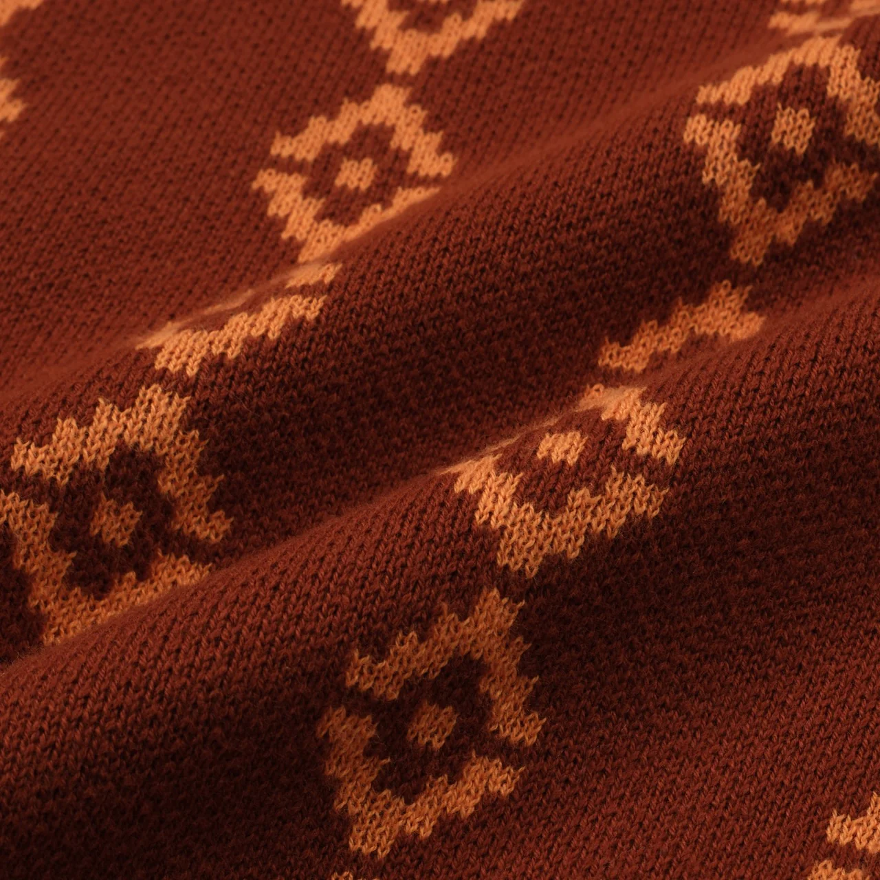 Men's 70s Retro Knit Polo – Rust Orange Geometric Short Sleeve Shirt - Image 6