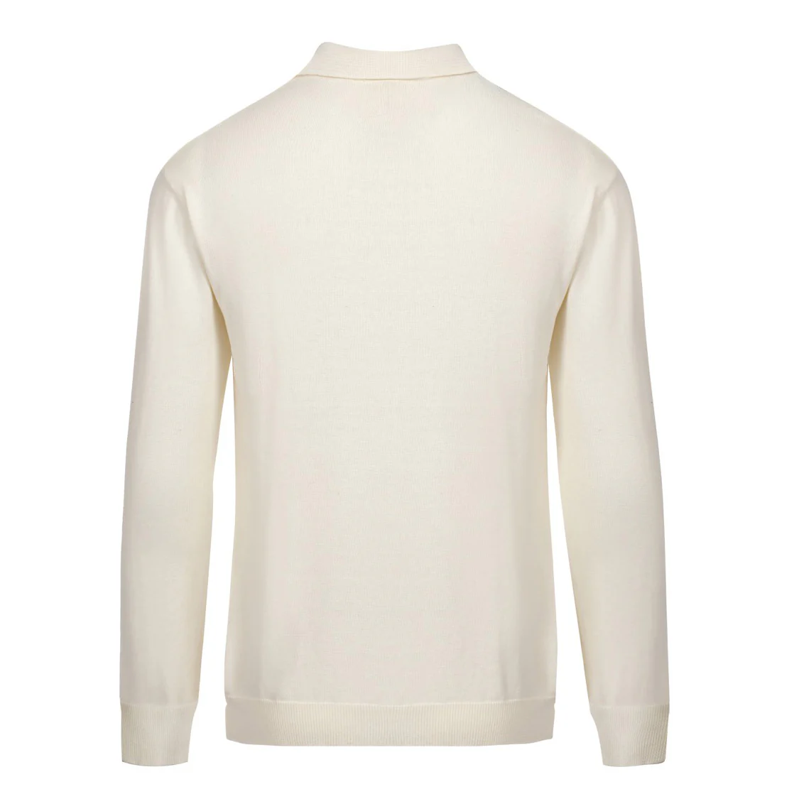 Men's 70s Embroidered Knit Pullover – Cream Retro Sweater with Floral Collar Detail - Image 3
