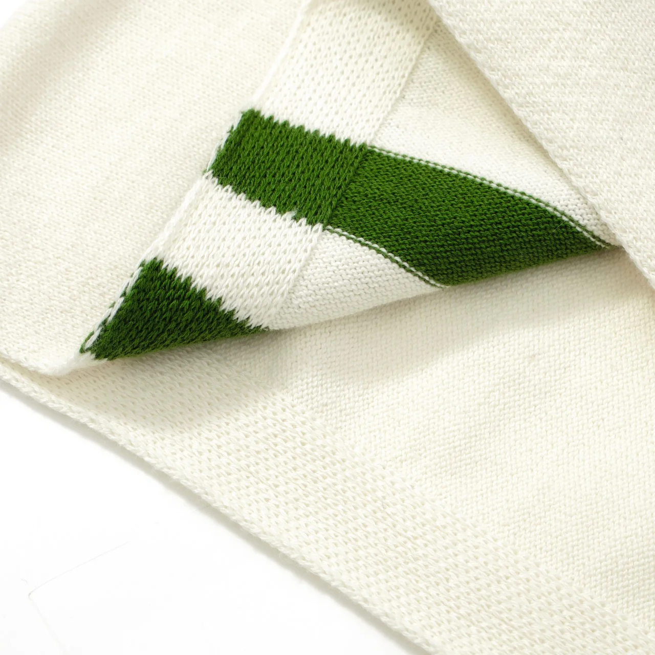 Men's Cream Knit Tee with Green Stripes – 1970s Mod Racing Style - Image 4