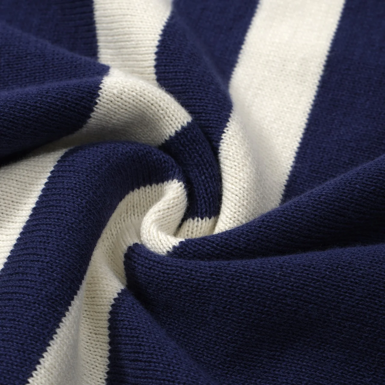 Men's Navy Knit Tee with White Stripes – 1970s Mod Vintage Style - Image 6