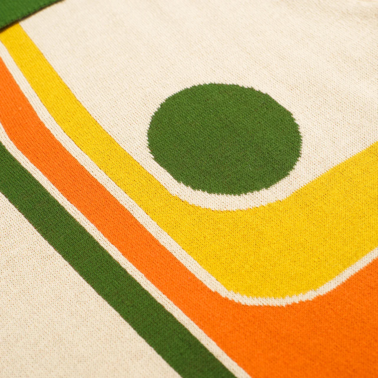 Men's Retro Knit Polo – Vintage Cream Button-Up with 70s Geometric Graphic - Image 5