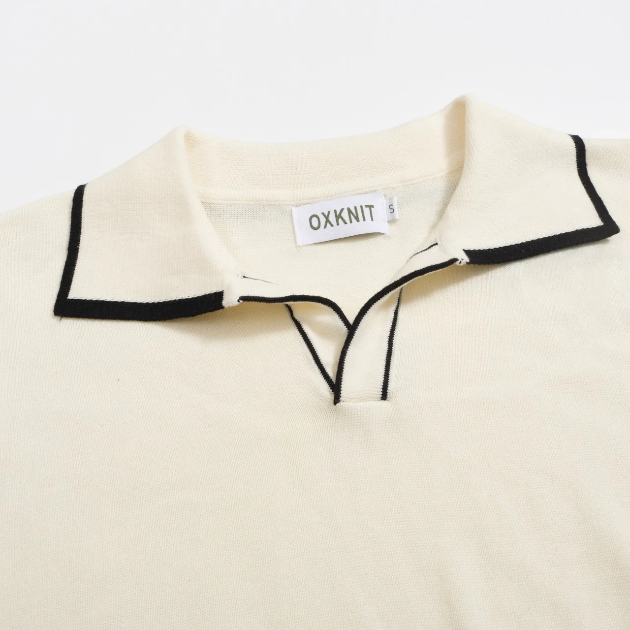 Men's Retro Knit Polo โ Vintage Cream Button-Up with Bulldog Graphic - Image 4