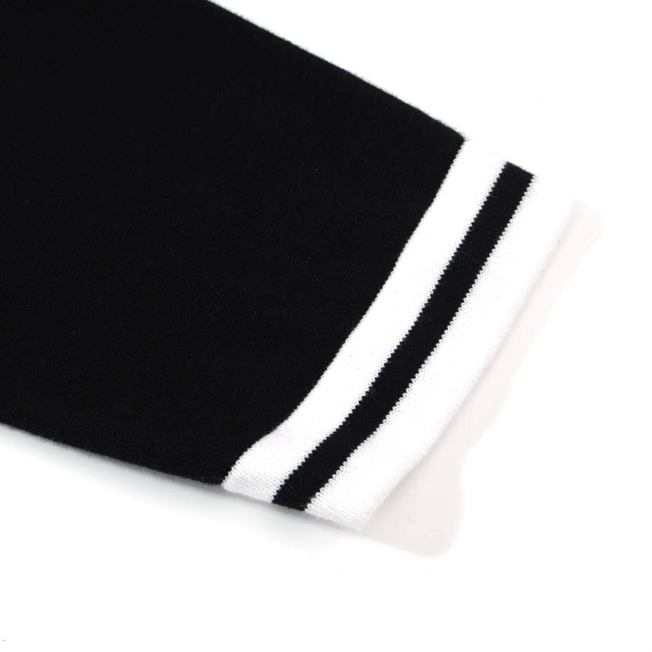 Men’s Retro Varsity Knit Sweater – Vintage Black with White Striped Trim - Image 5