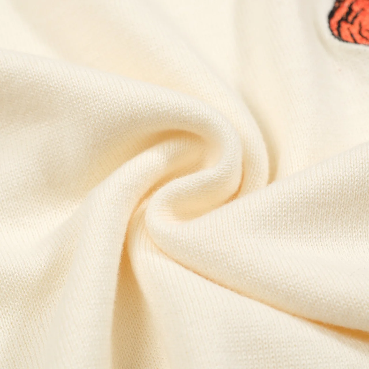 Men’s Cream Knitwear – Embroidered animal with Orange Trim - Image 10