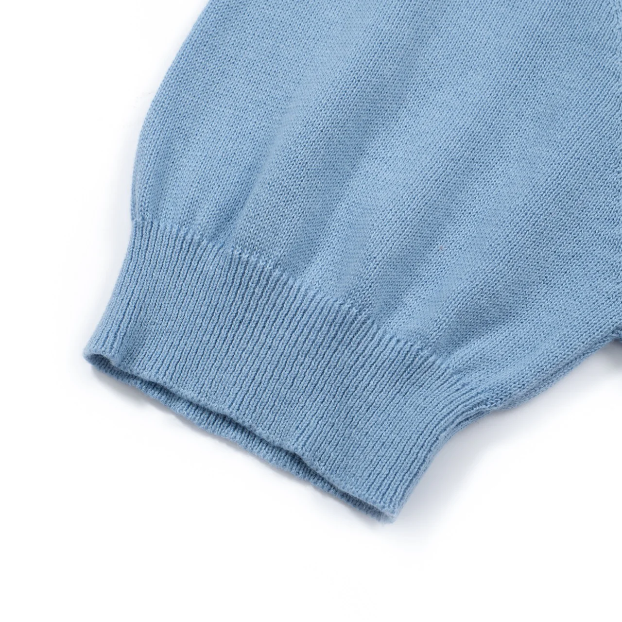 Men's Sky Blue Mod Stripe Knit Polo – 60s Vintage Short Sleeve Shirt - Image 6