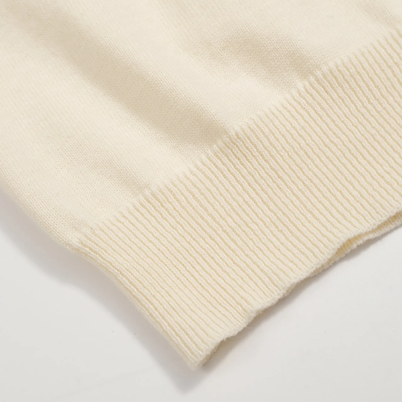 Men’s Vintage Knit Polo – Retro Cream Button-Up with Rose Embroidery - Image 5
