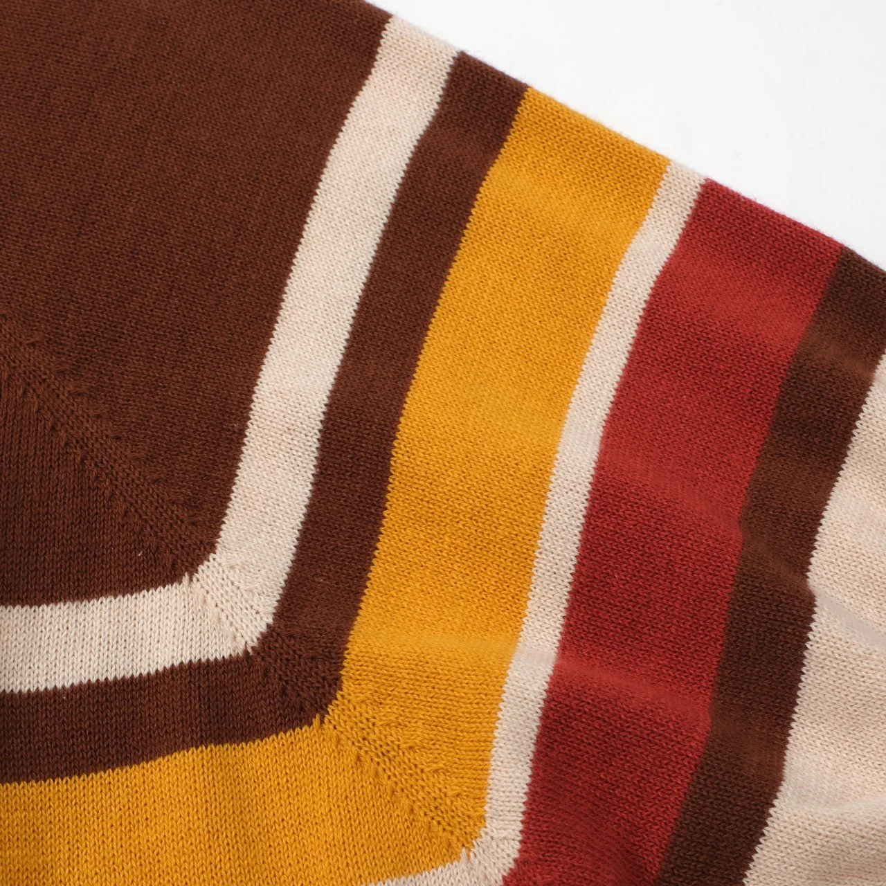 Men's Vintage Warm Stripe Zip Polo – 70s Inspired Knit Shirt in Earth Tones - Image 4