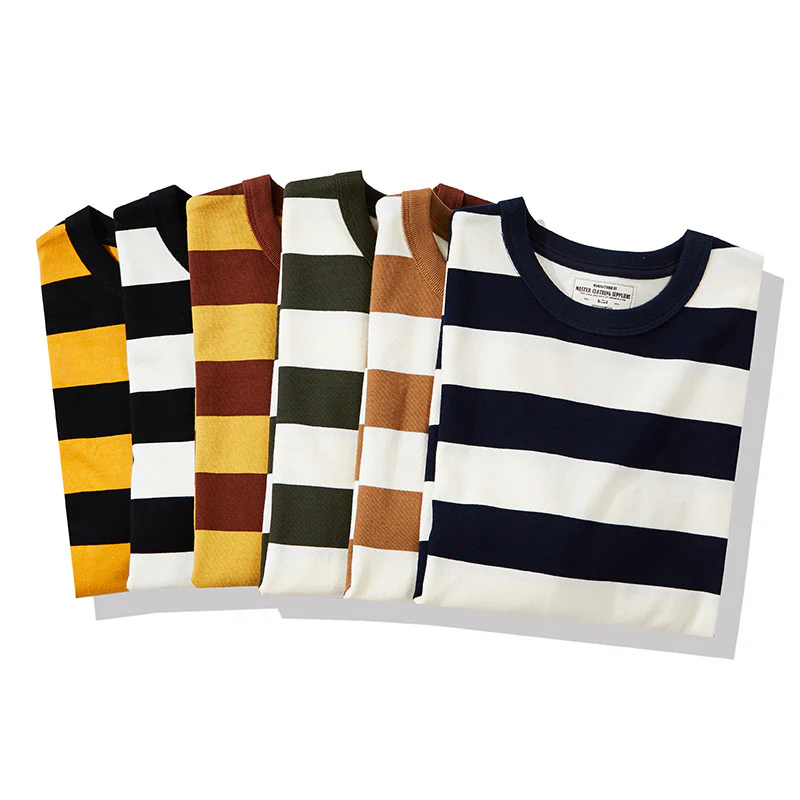 Men's American Retro Prisoner Motorcycle Thick Stripe Long Sleeve T-Shirt - Image 15