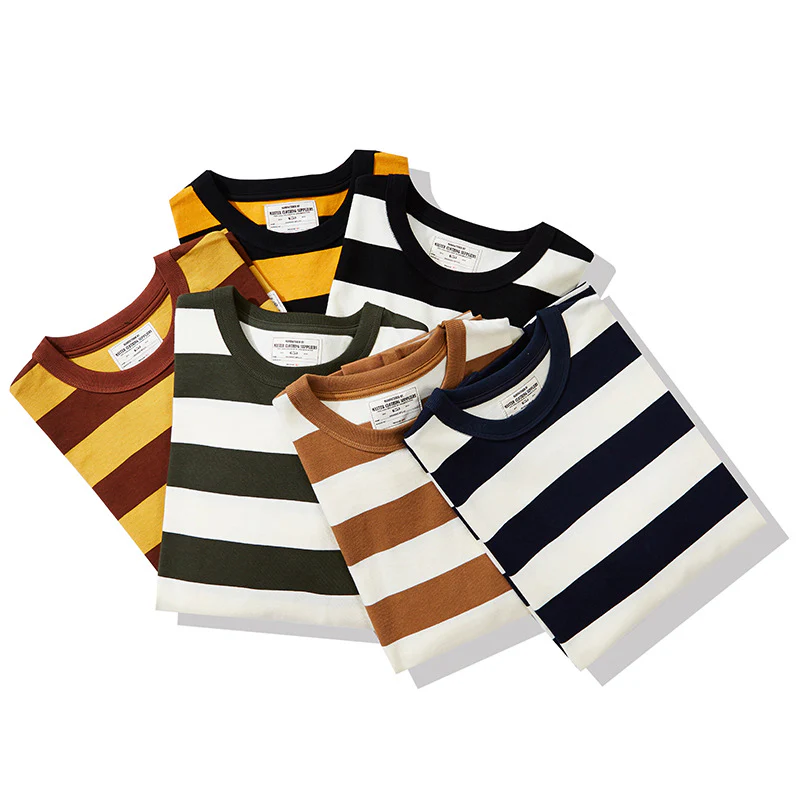 Men's American Retro Prisoner Motorcycle Thick Stripe Long Sleeve T-Shirt - Image 16