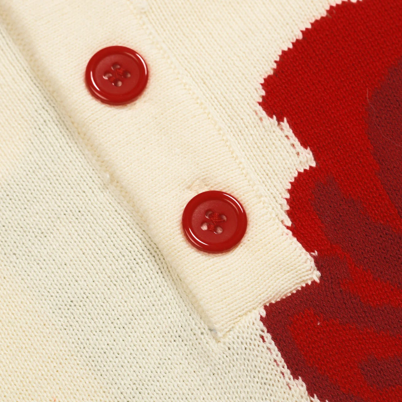 Men's apricot floral jacquard vintage knitted polo shirt - Image 4