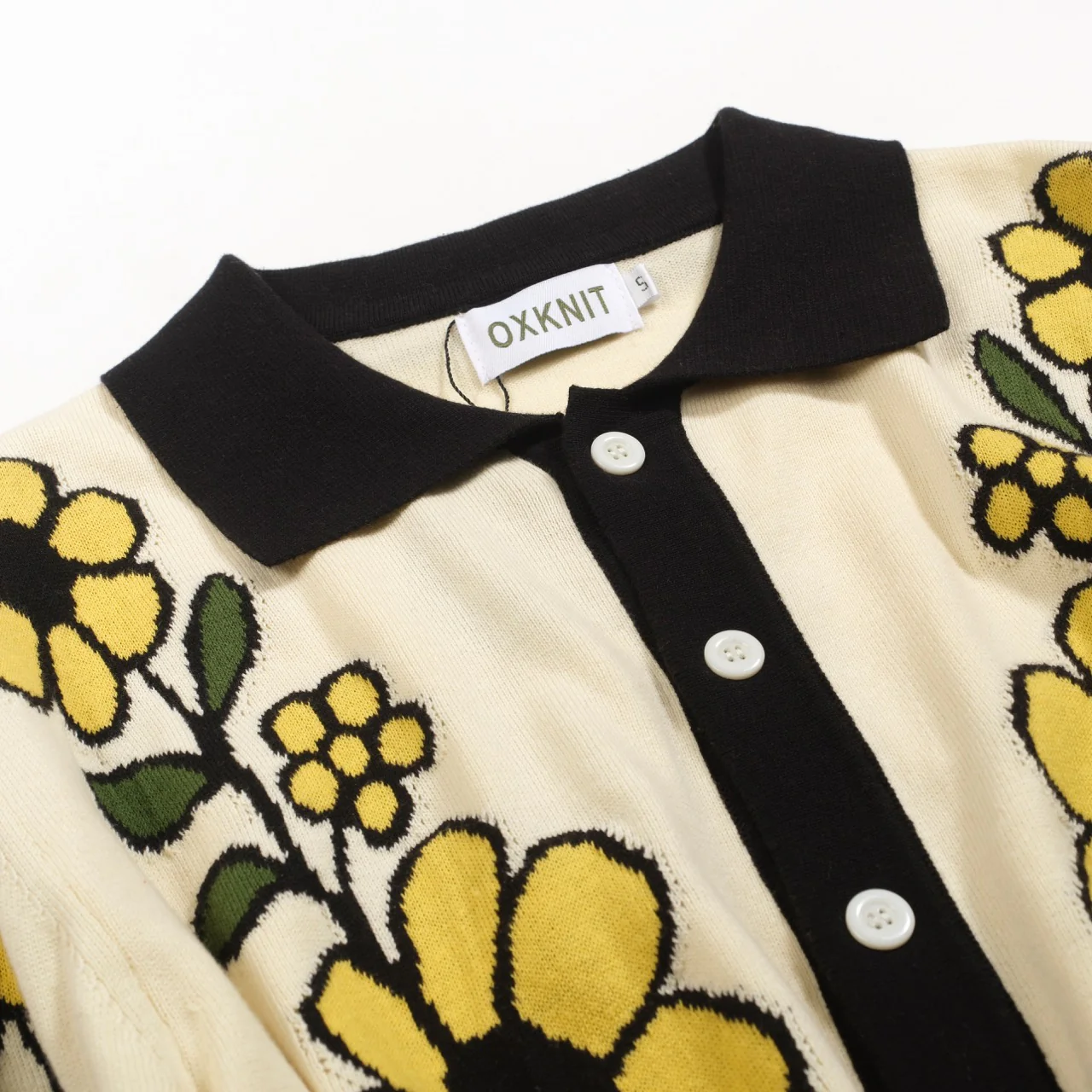 Men's apricot vintage art floral jacquard cardigan - Image 8