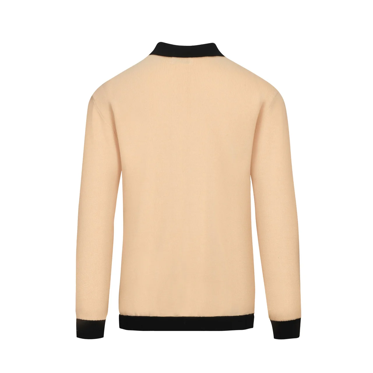 Men's apricot vintage square jacquard knit polo shirt - Image 9