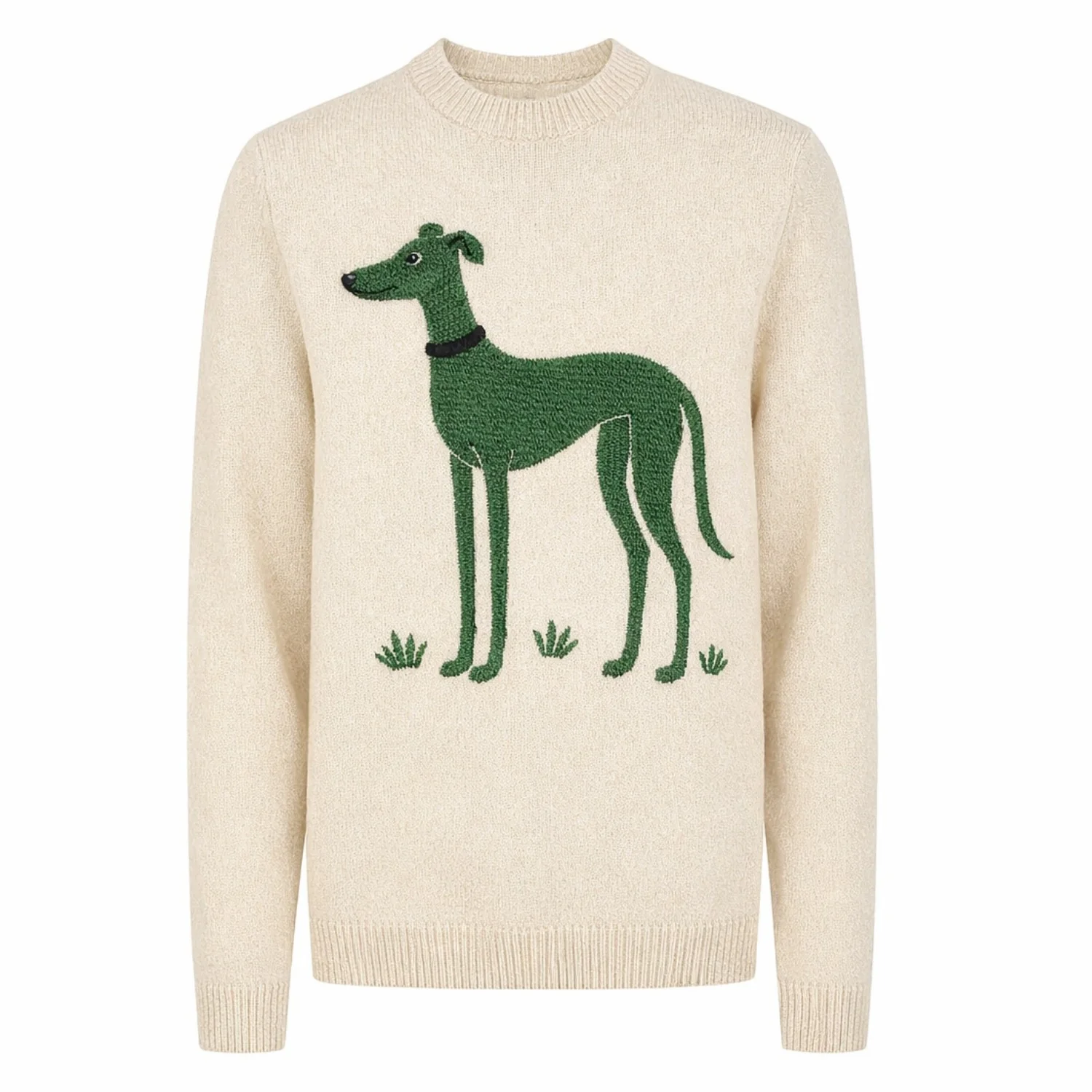 Men's apricot white dog classic vintage embroidery knitwear