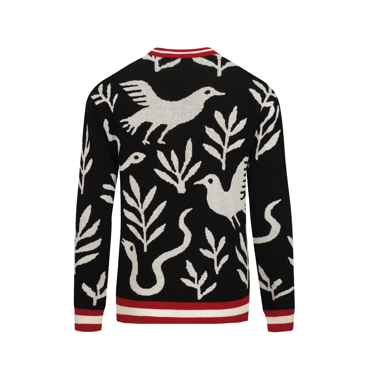 Men's black animal and plant jacquard knitwear - Image 3