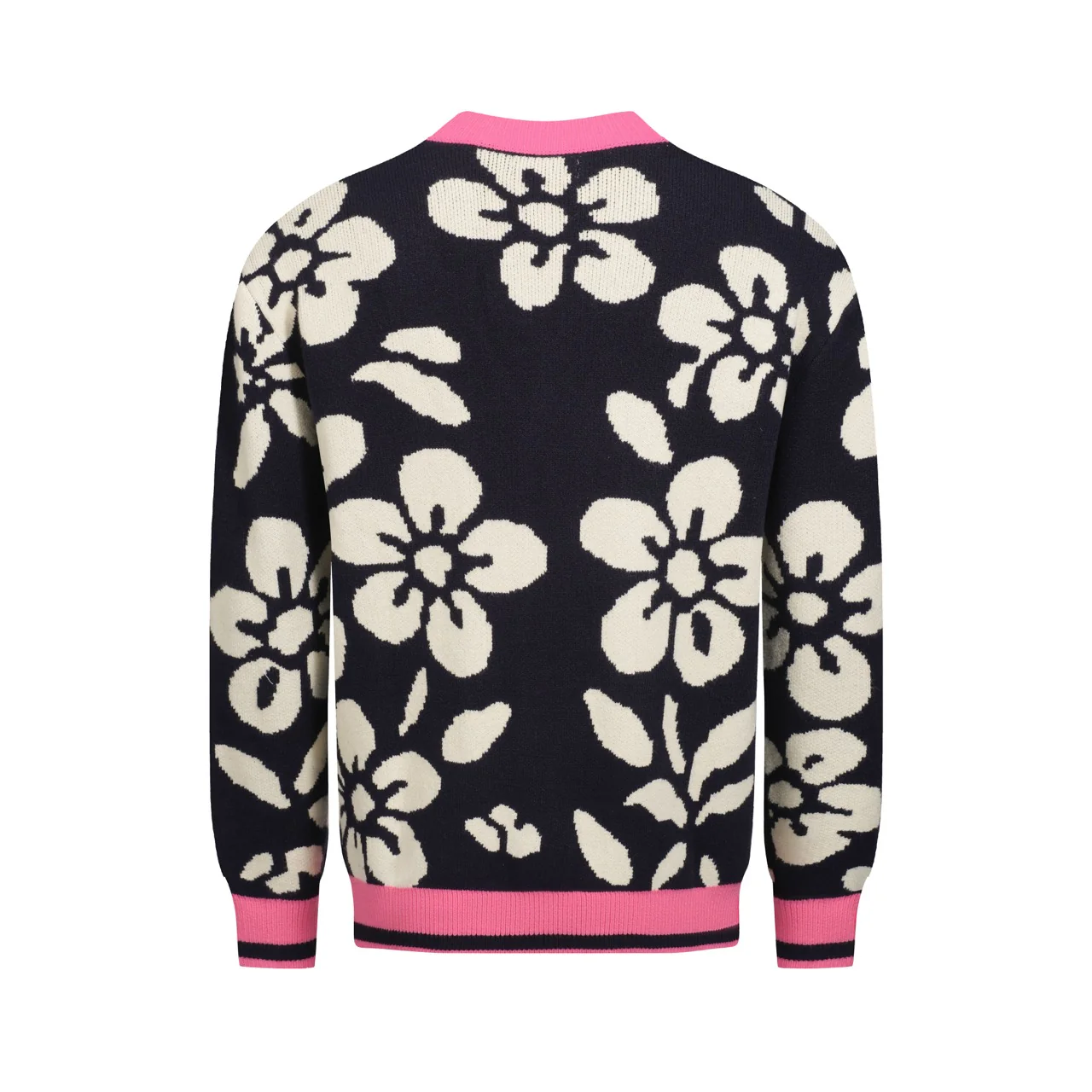 Men's black floral jacquard art sweater jacket - Image 3