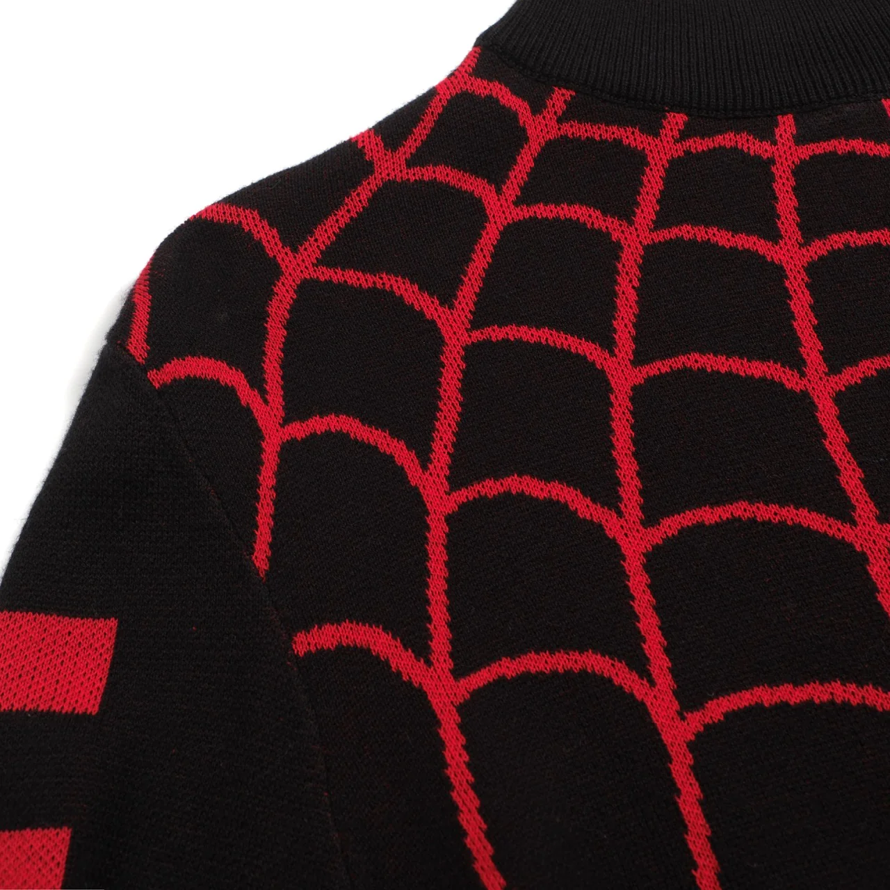 Men's black spider-web vintage striped high-neck knitwear - Image 5