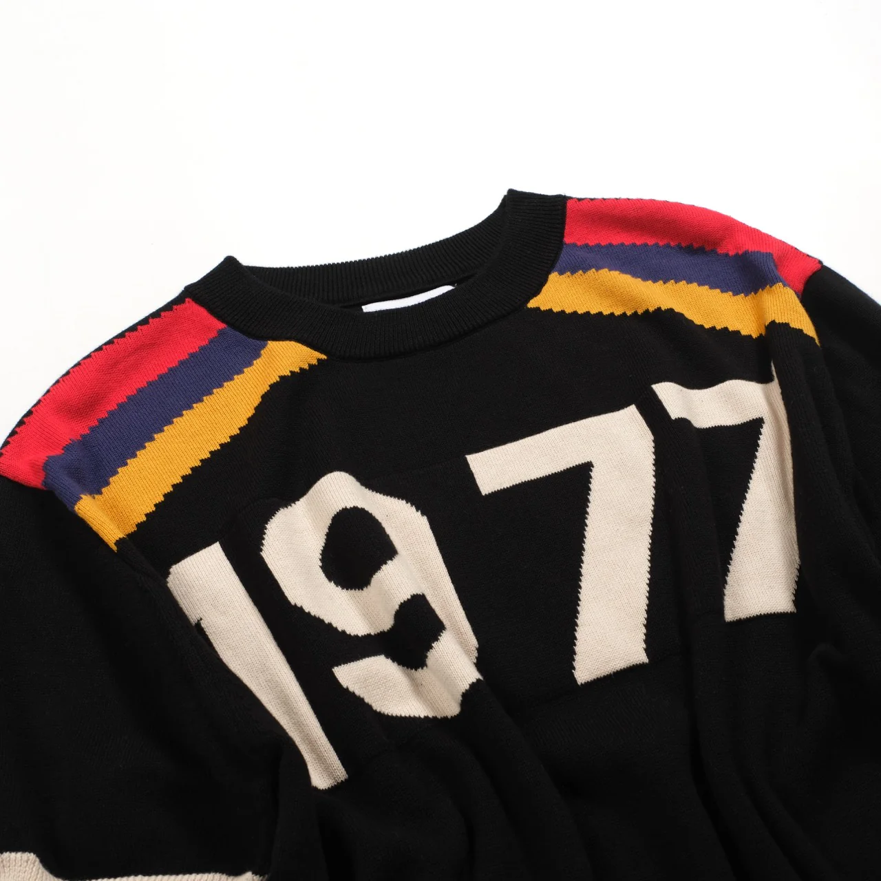 Men's black vintage 1977 jacquard knit T-shirt - Image 2