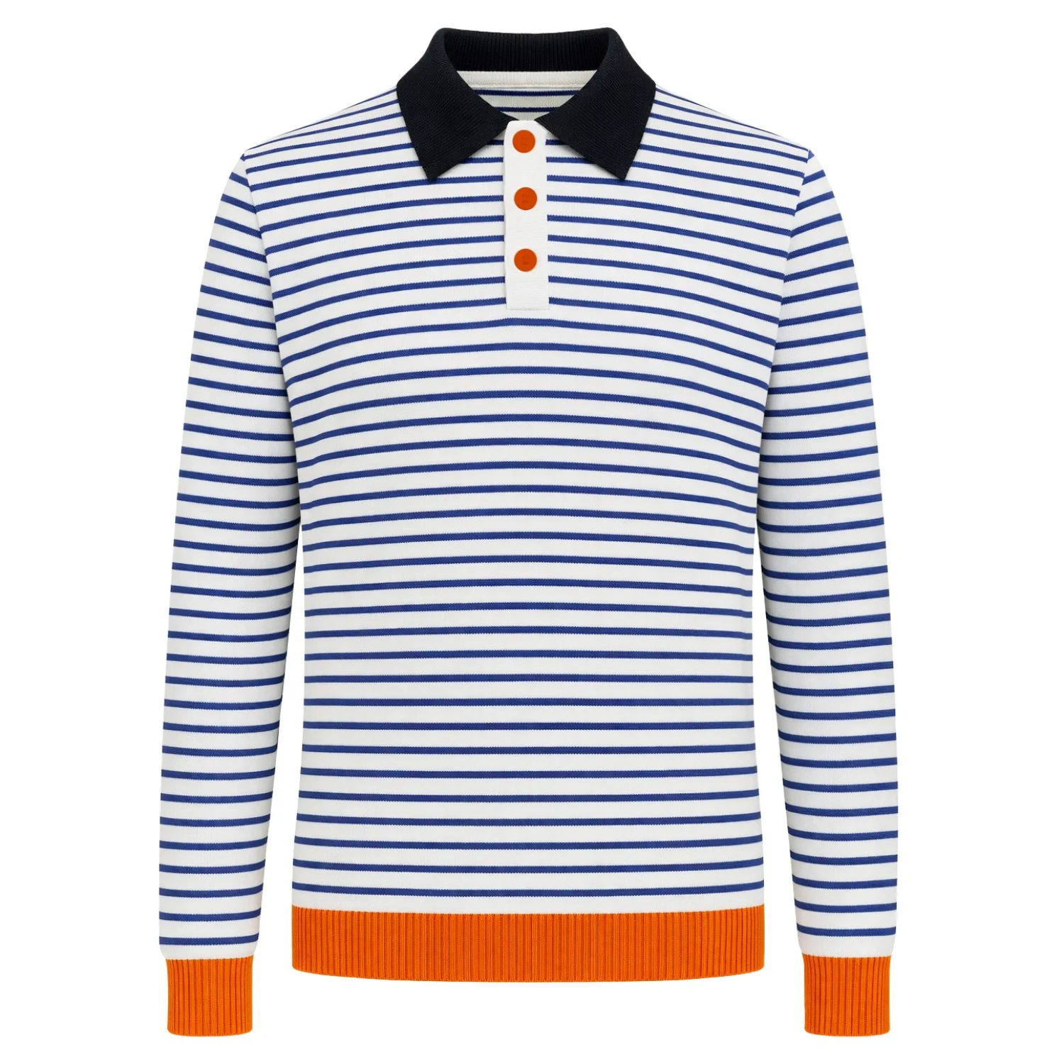 Men's Blue Stripes Classic Fashion Jacquard Knit Polo