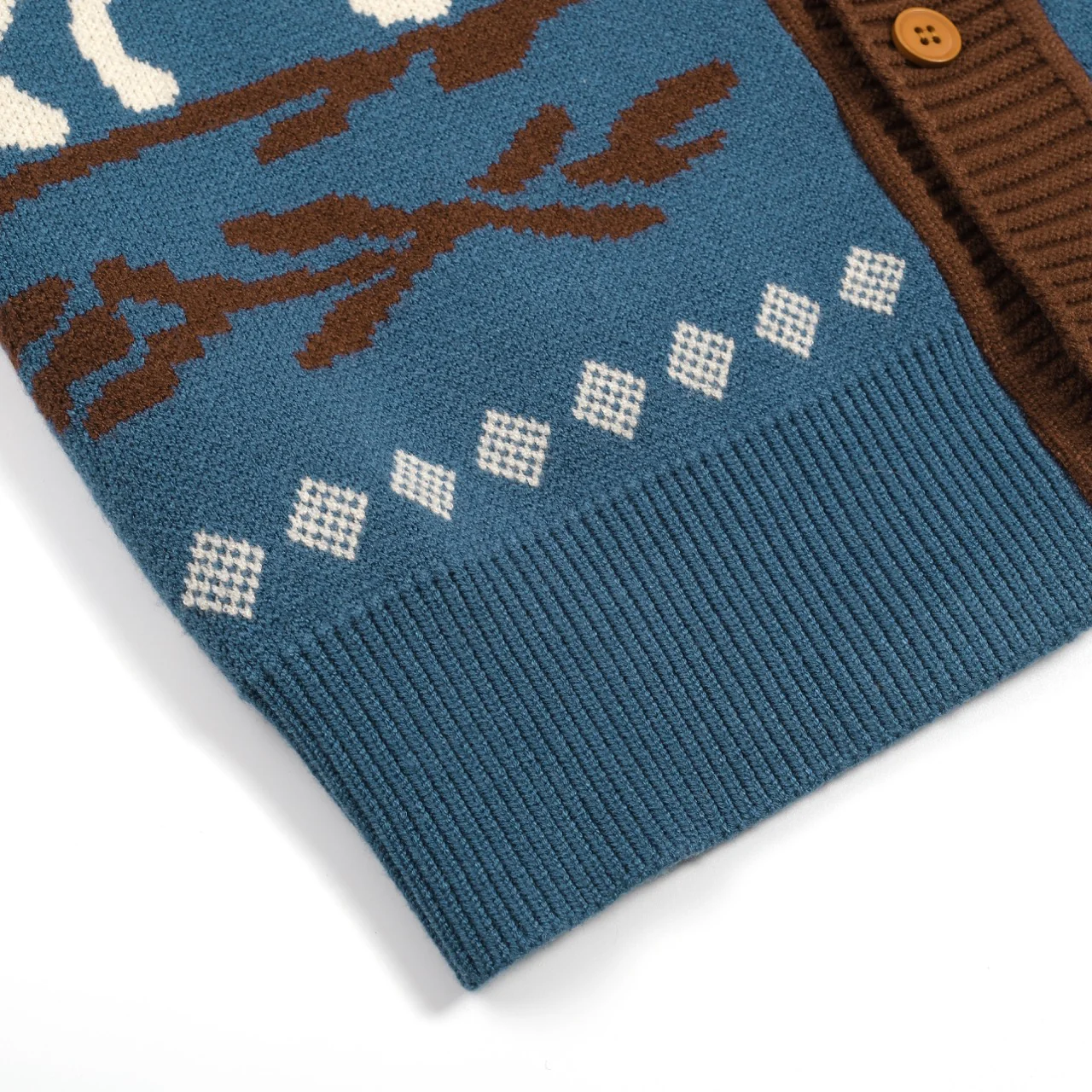 Men's blue vintage animal jacquard sweater cardigan - Image 5