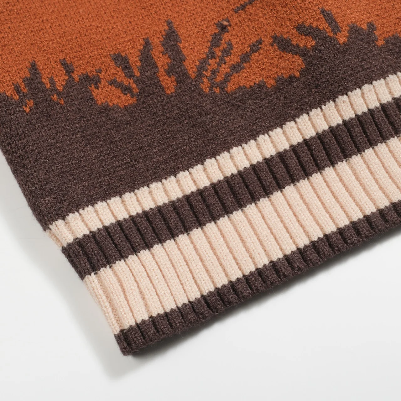 Men's brown 1960's casual jacquard sweater - Image 6