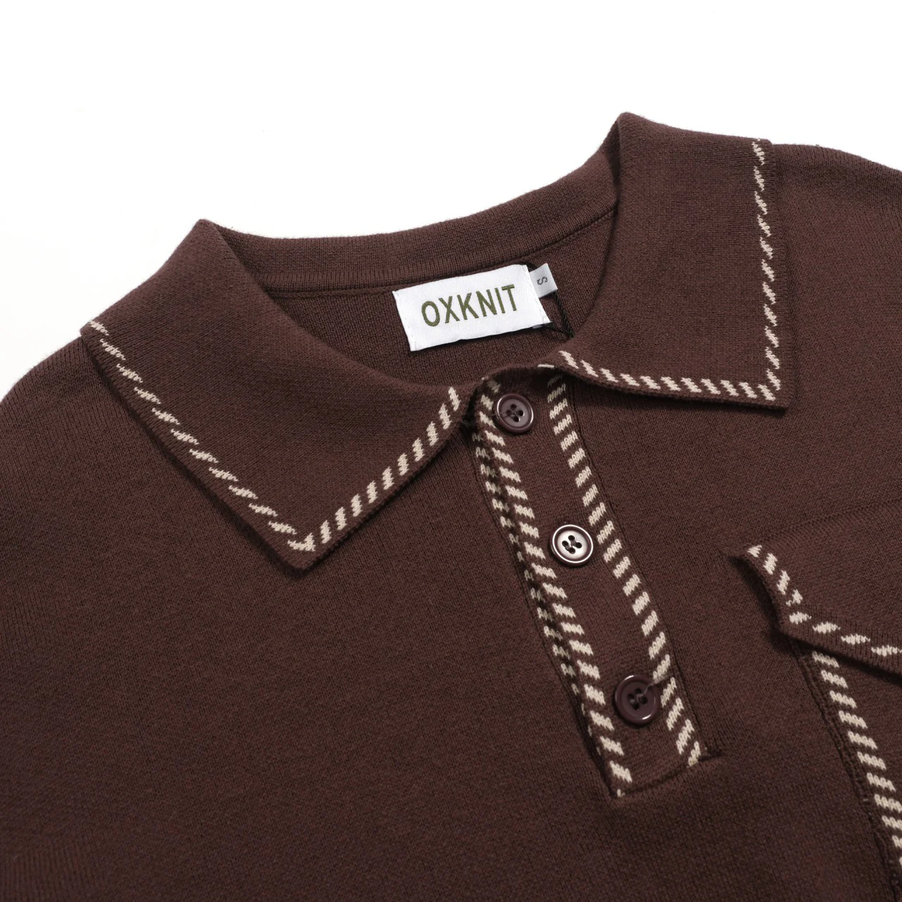 Men's Brown Classic Plaid Knitted Polo Shirt - Image 4