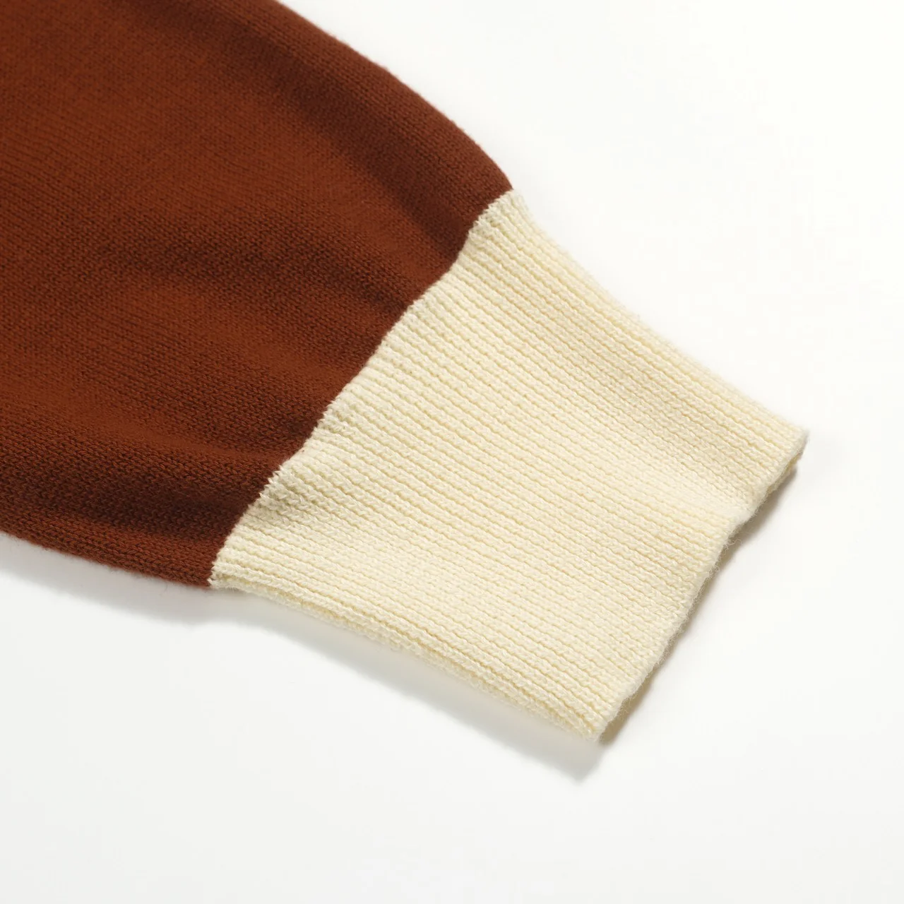 Men's brown coconut jacquard vintage casual knitwear - Image 6