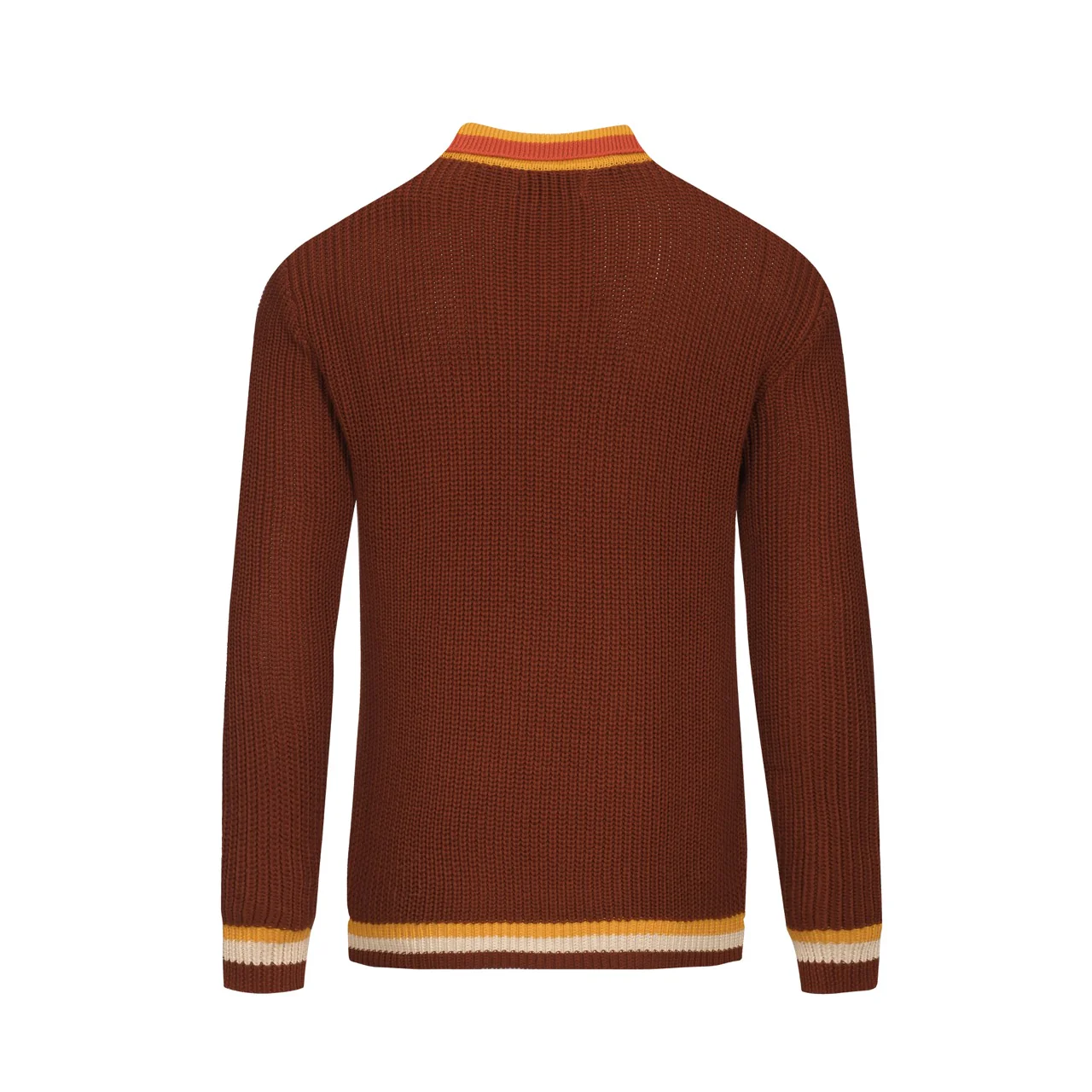 Men's brown retro college-style striped polo knitwear - Image 3