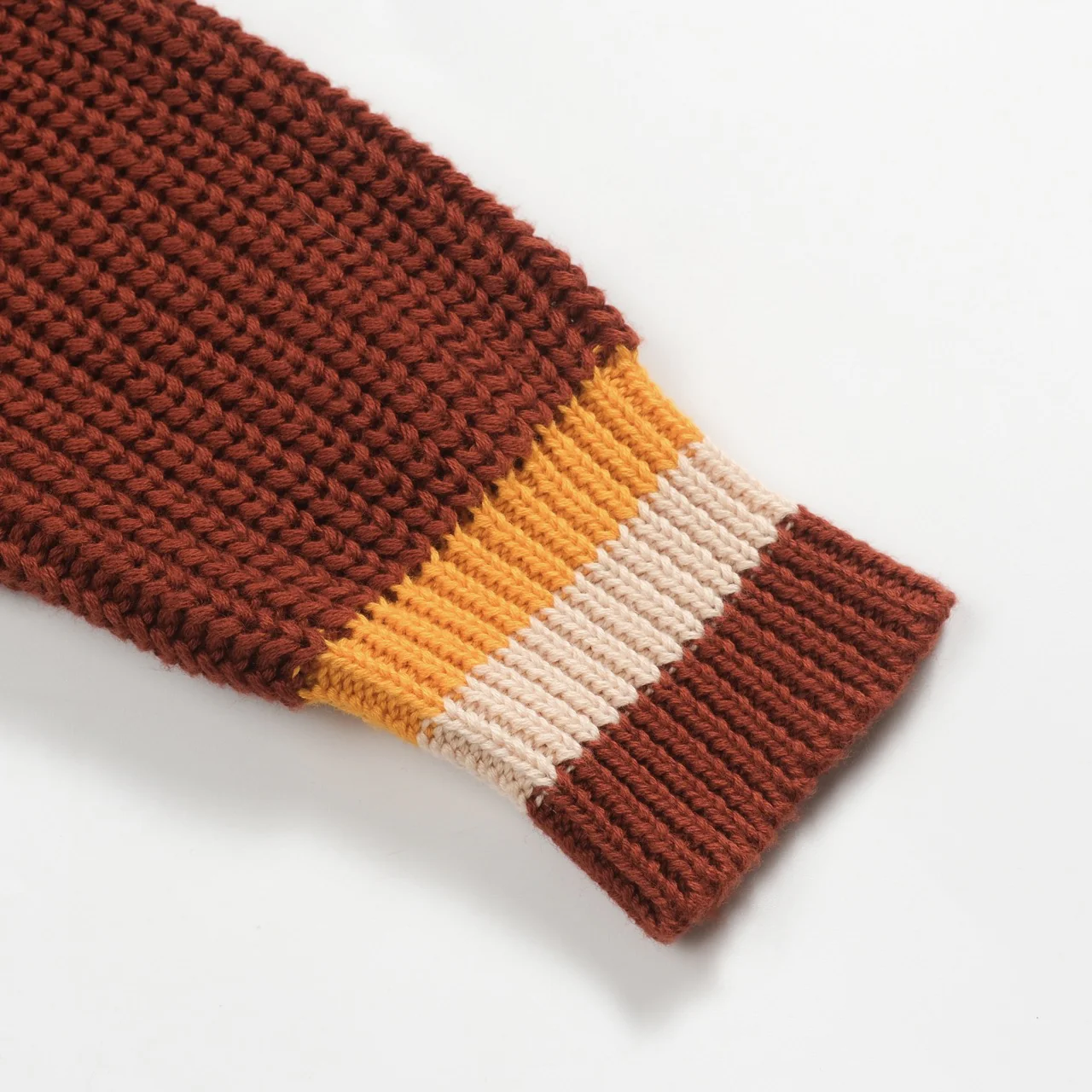 Men's brown retro college-style striped polo knitwear - Image 6