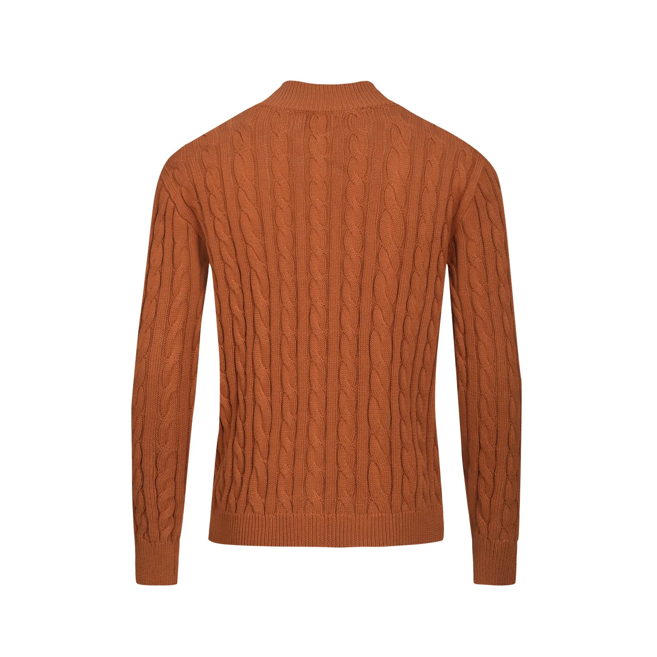 Men's brown twist knit zipper cardigan - Image 3