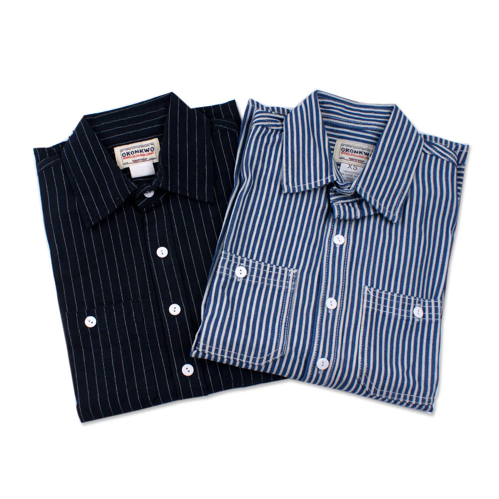 Men's casual vertical striped workwear long-sleeved shirt - Image 5
