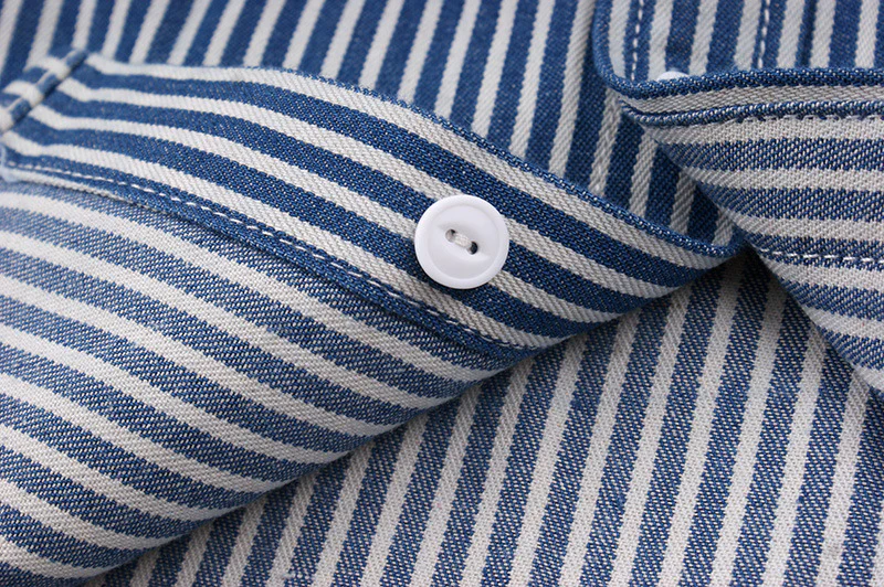 Men's casual vertical striped workwear long-sleeved shirt - Image 8