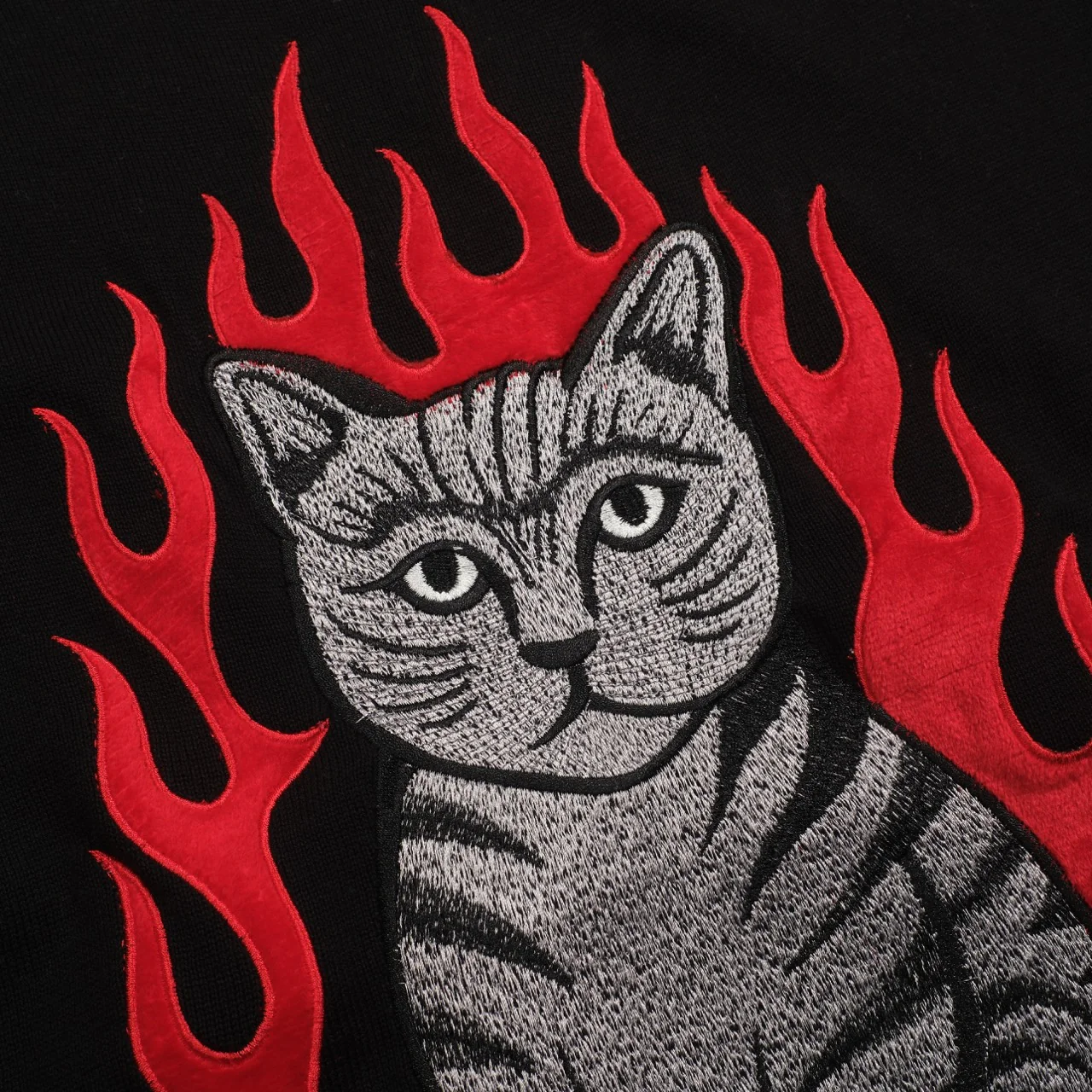 Men's Cat Flame jacquard Rose embroidered knit T-shirt - Image 5