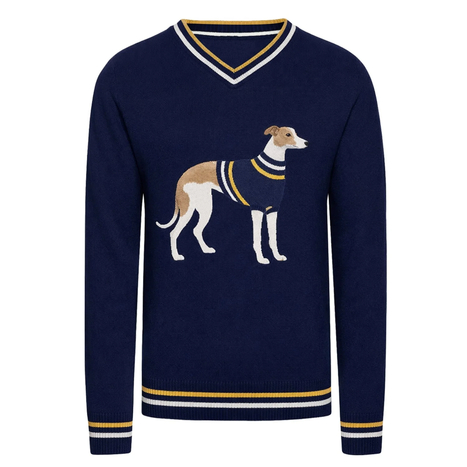 Men's dark blue embroidered dog vintage Knitwear