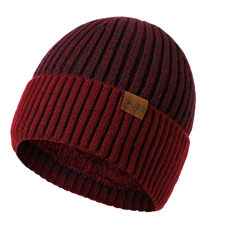 Men's Double Layer Woolen Cap Adult New plus Velvet Warm Knitted Hat - Image 5