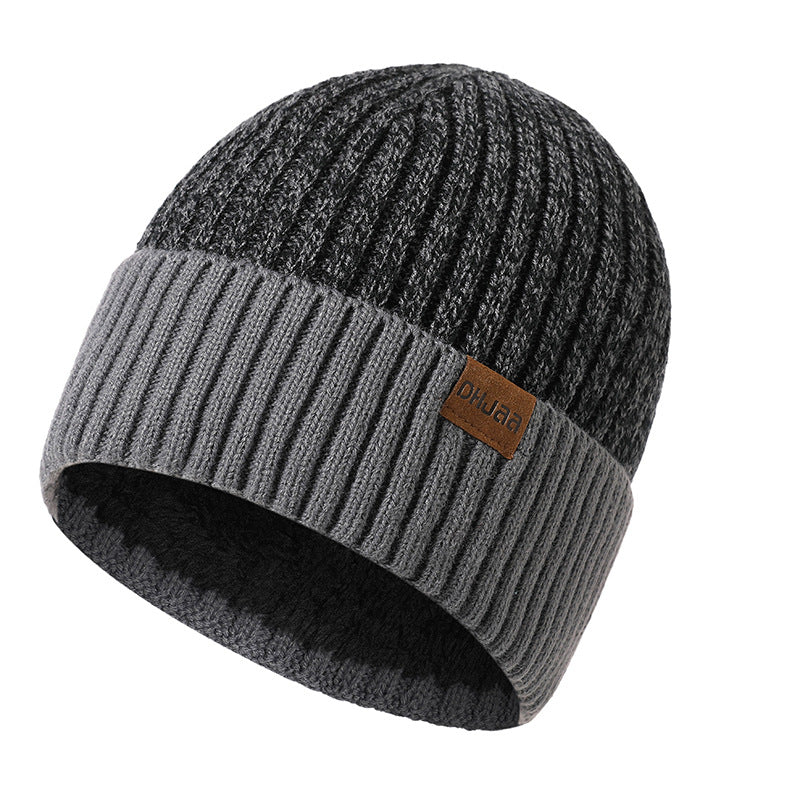 Men's Double Layer Woolen Cap Adult New plus Velvet Warm Knitted Hat - Image 6