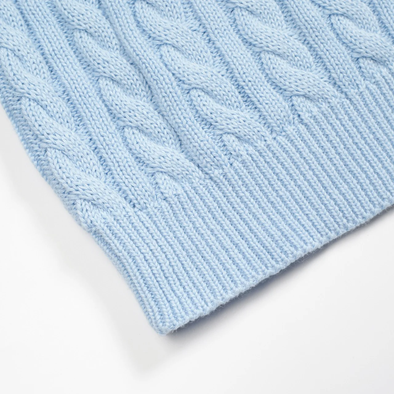 Men's fashionable blue knitted textured polo shirt - Image 6