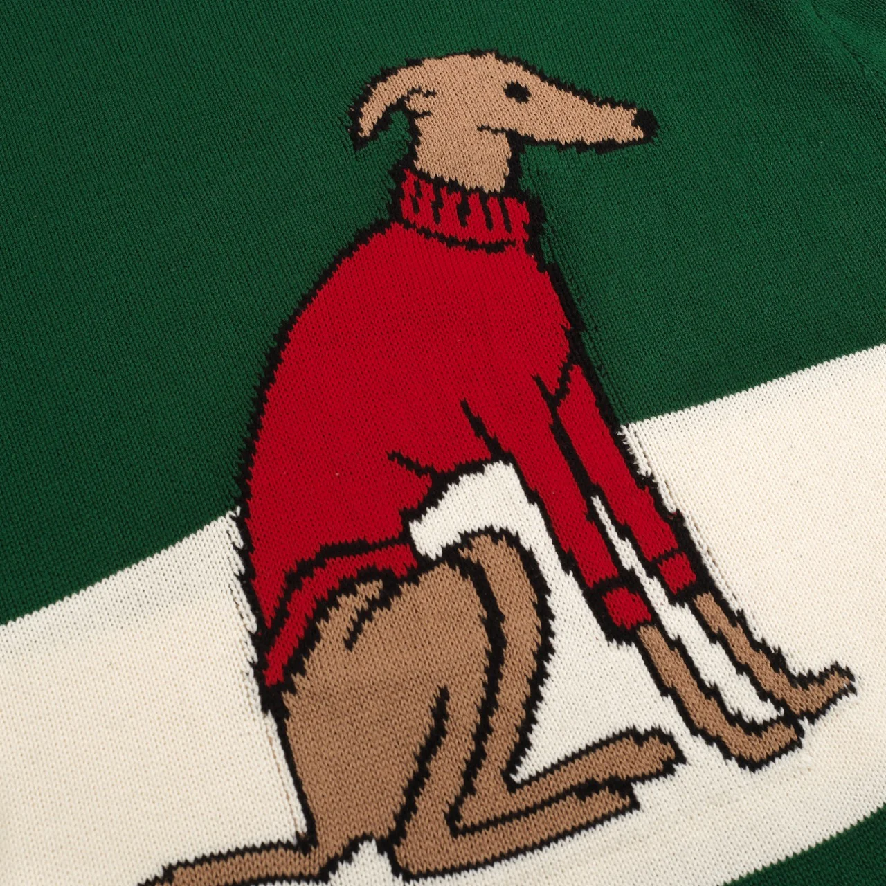 Men's green dog jacquard vintage knitwear - Image 2