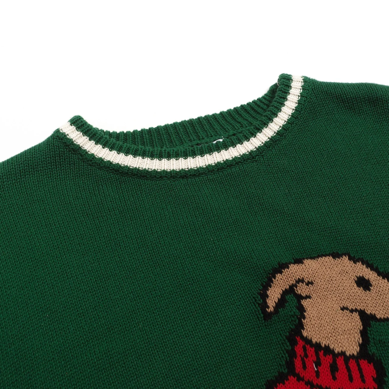 Men's green dog jacquard vintage knitwear - Image 4