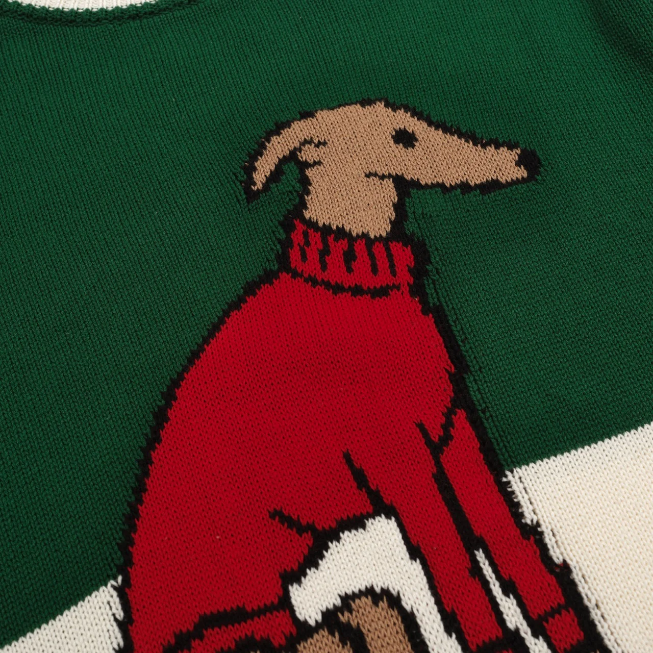 Men's green dog jacquard vintage knitwear - Image 5
